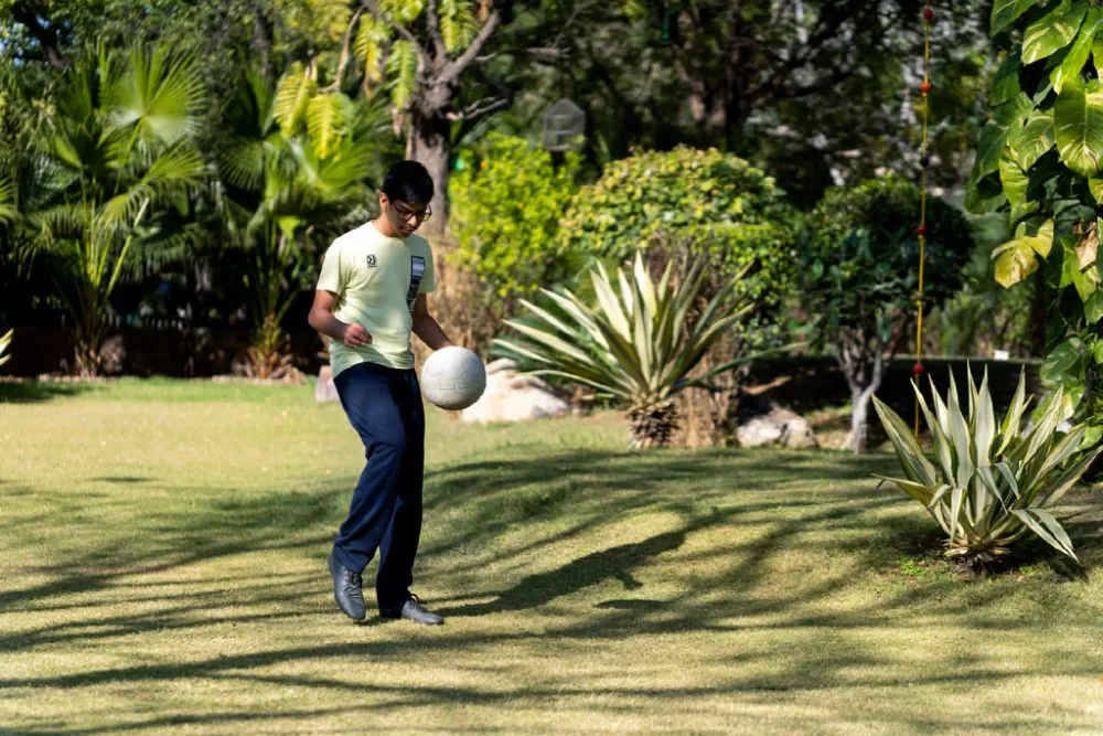 Football on the lawn